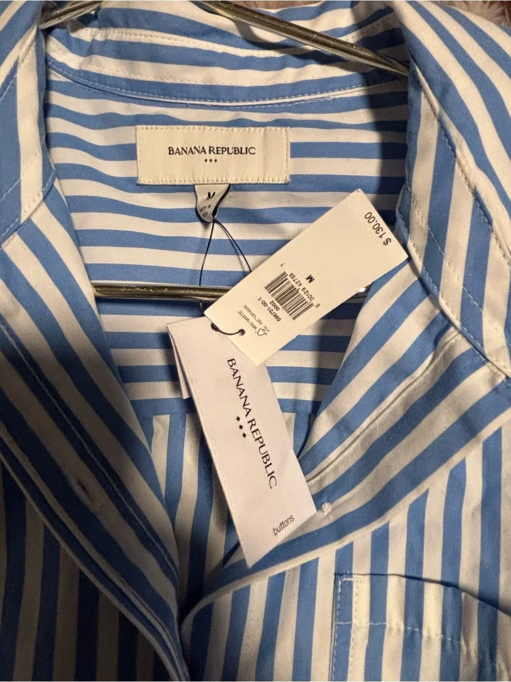 Banana Republic Blue White Striped Midi Shirt Dress Size M NWT (1230)